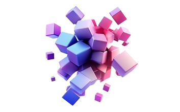 3D cubes in pink and blue gradient floating in space